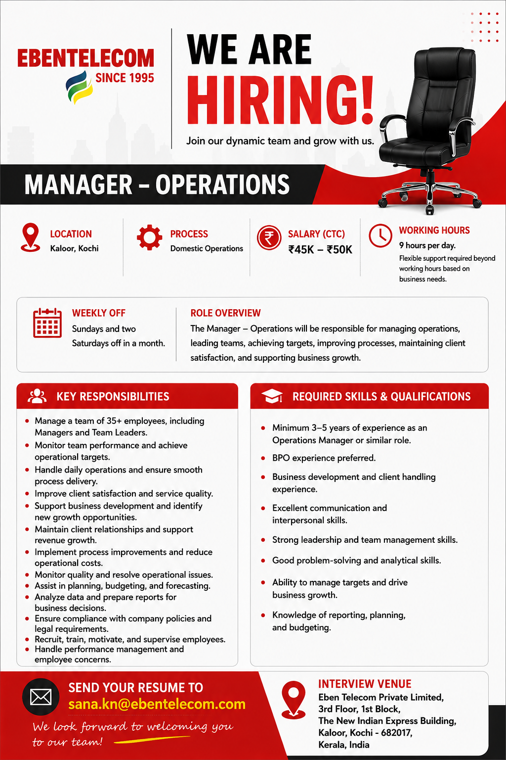 Manager – Operations Poster