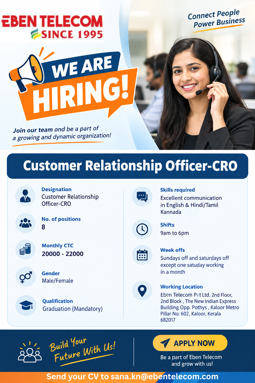 Customer Relationship Officer-CRO Poster